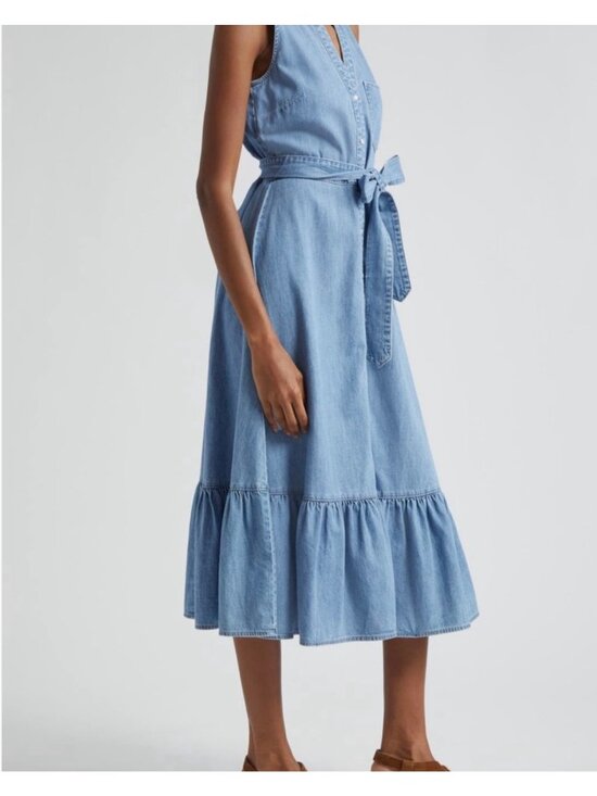Veronica Beard Dresses & Skirts - Veronica Beard Edwina 12 Belted Denim Pearl Snap Dress Preppy Western